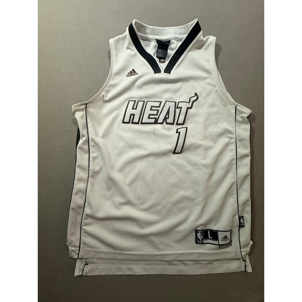 Kids Adidas Miami Heat Chris Bosh 1 Basketball Jersey Size L 14-16 White Hot